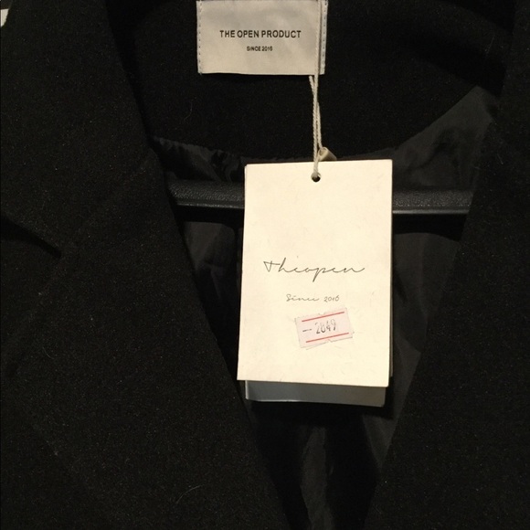 THE OPEN PRODUCT VINTAGE BLACK WOOL TRENCH COAT OVERCOAT CANVAS JACKET RARE! NWT - Picture 3 of 8